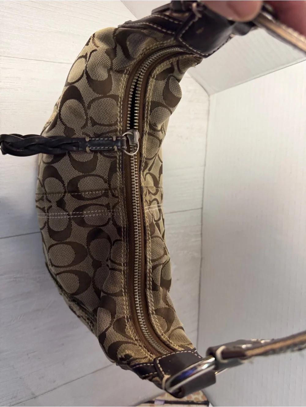 Vintage mini Coach Signature Canvas Hobo Brown_14